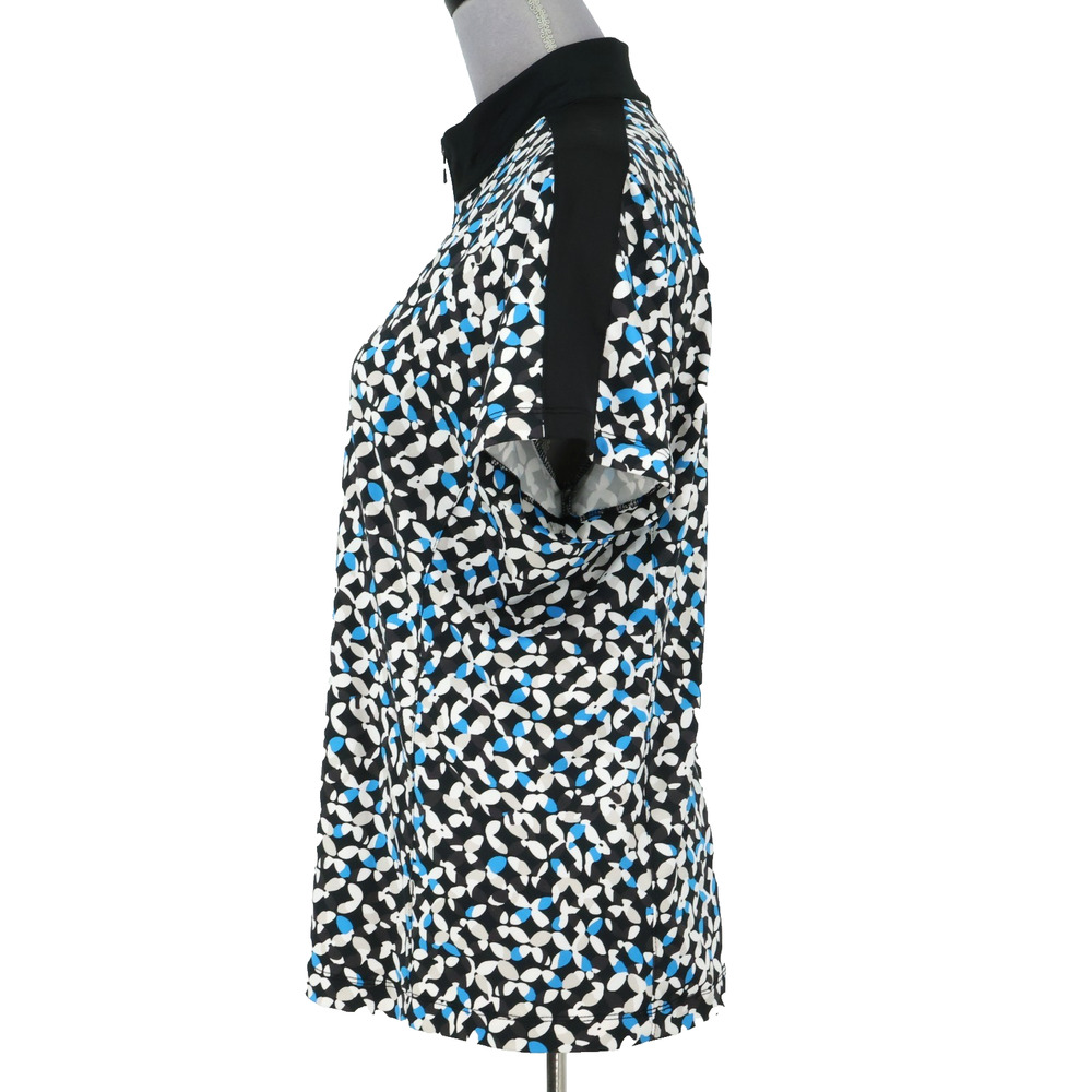 Tail Golf Top Womens Large Black White Blue Print Quarter Zip Short Sleeve - Picture 12 of 13